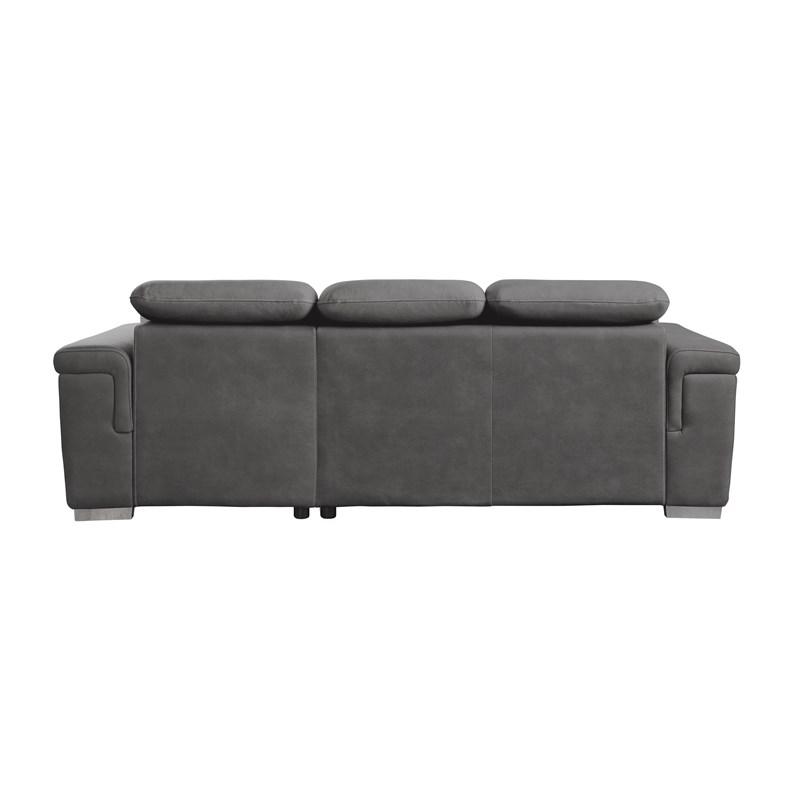 Large Picture of Homelegance Alfio 9808SGY*SC 2 pc Sectional with Adjustable Headrests, Pull-out Bed and Right Chaise