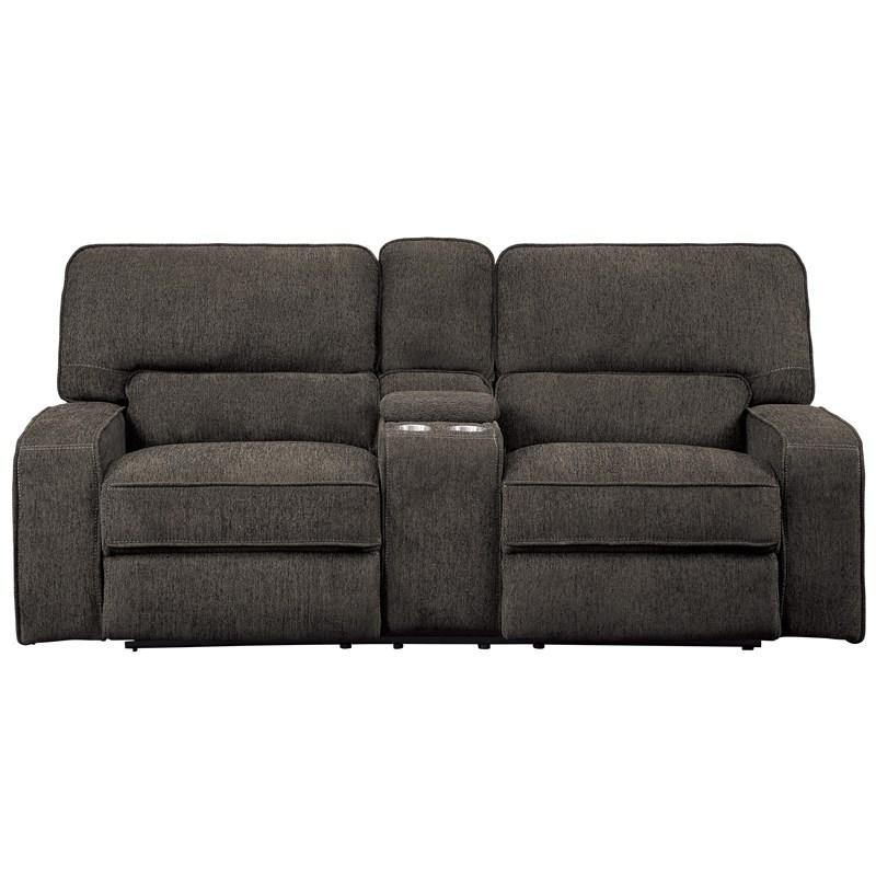 Homelegance Borneo 9849CH-2PWH Power Double Reclining Love Seat with Center Console and Power Headrests