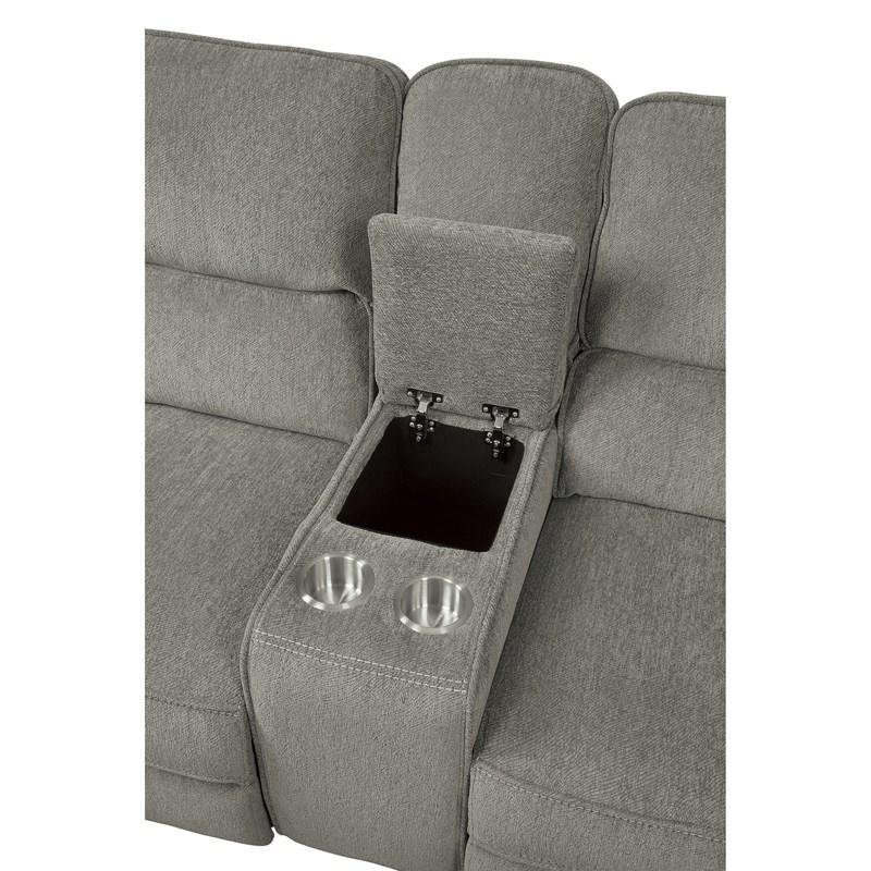 Large Picture of Homelegance Borneo 9849MC-2PWH Power Double Reclining Love Seat with Center Console and Power Headrests