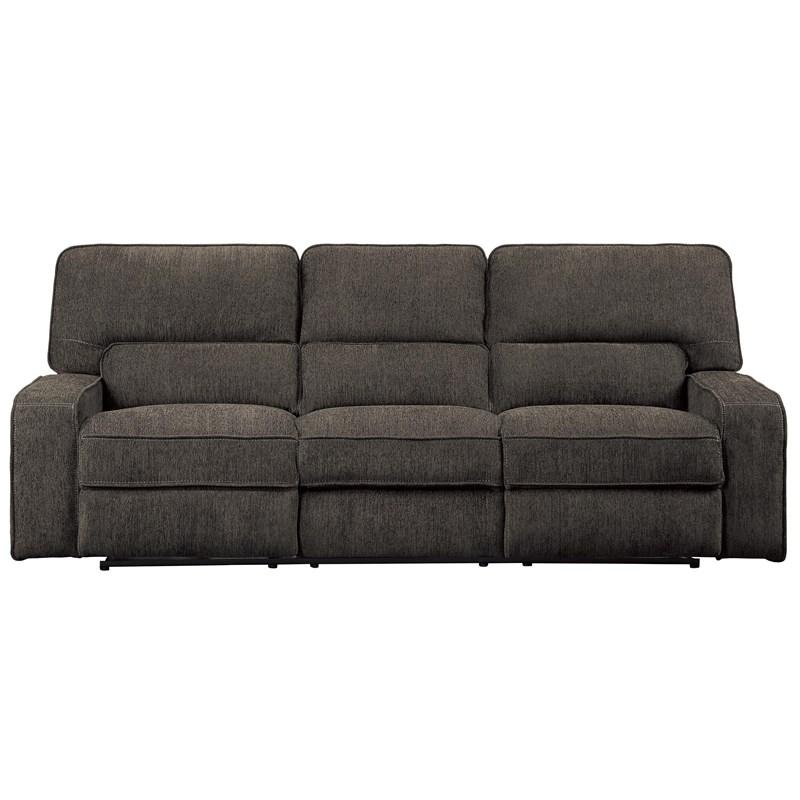 Homelegance Borneo 9849CH-3PWH Power Double Reclining Sofa with Power Headrests and USB Ports - Chocolate