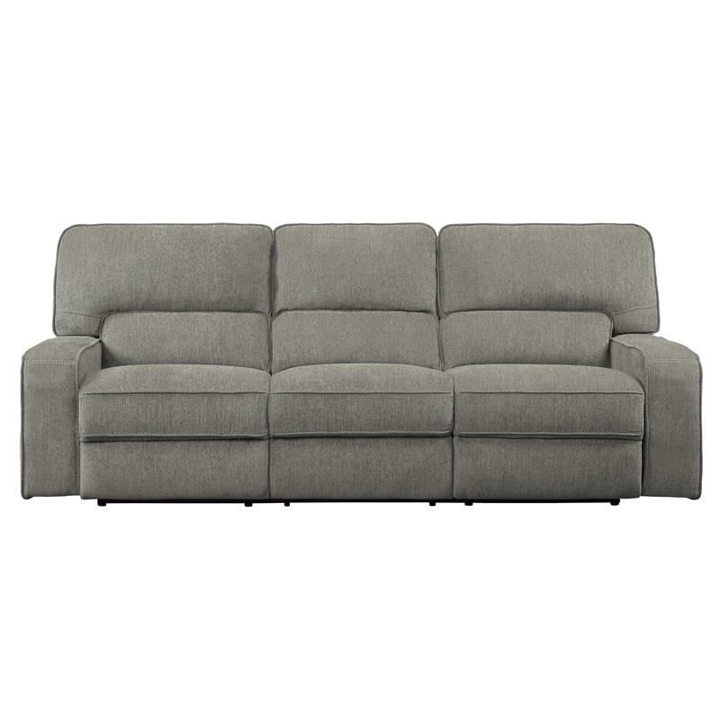 Homelegance Borneo 9849MC-3PWH Power Double Reclining Sofa with Power Headrests and USB Ports - Mocha