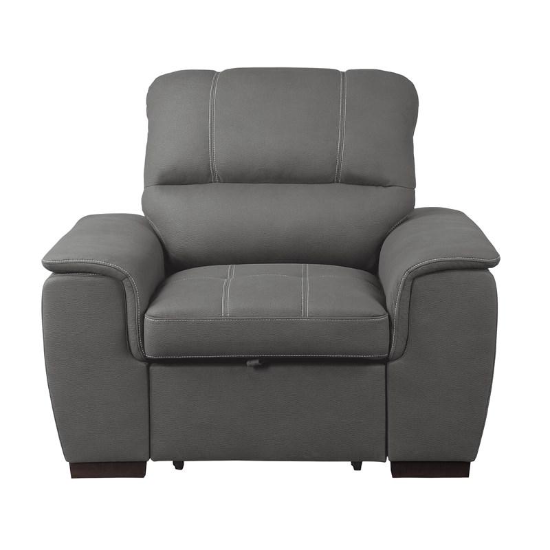 Homelegance Andes 9858GY-1 Chair with Pull-Out Ottoman - Grey