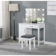 Coaster Furniture Elijah 931149 Vanity Set with Lighting & Stool - White and Dark Grey (Vanity Tables and Sets - Vanity Set)