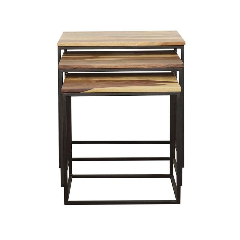Large Picture of Coaster Furniture Belcourt 931182 3-piece Square Nesting Tables - Natural and Black