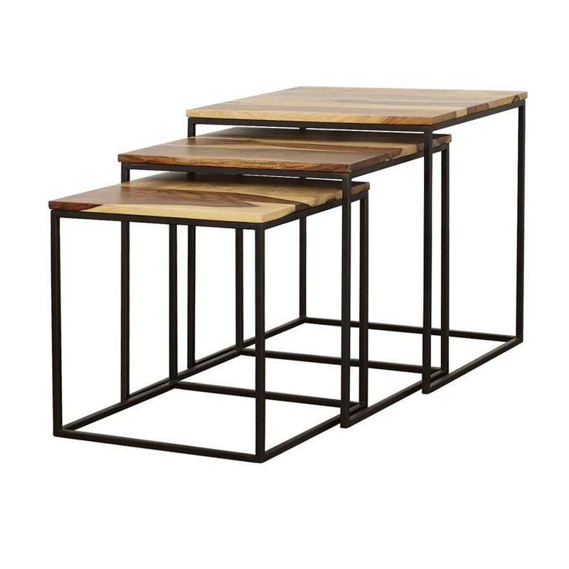 Large Picture of Coaster Furniture Belcourt 931182 3-piece Square Nesting Tables - Natural and Black