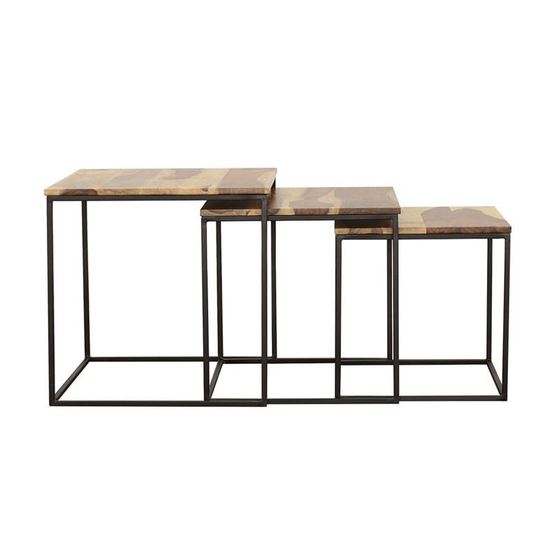 Large Picture of Coaster Furniture Belcourt 931182 3-piece Square Nesting Tables - Natural and Black