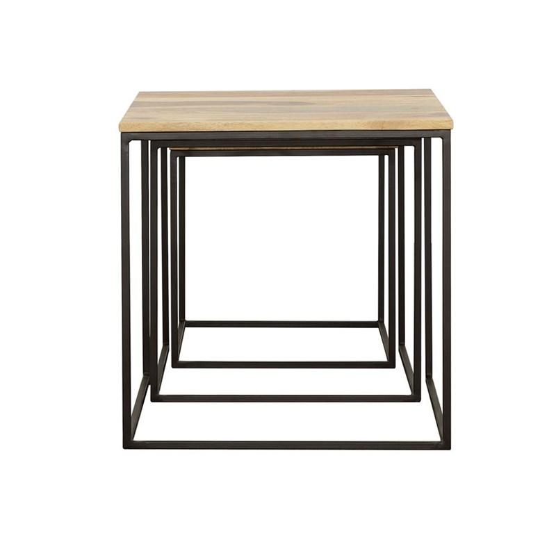 Large Picture of Coaster Furniture Belcourt 931182 3-piece Square Nesting Tables - Natural and Black