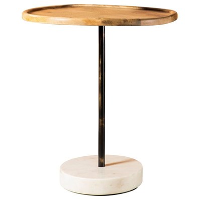 Coaster Furniture Ginevra 935881 Wood Top Marble Base Table - Natural Brown and White