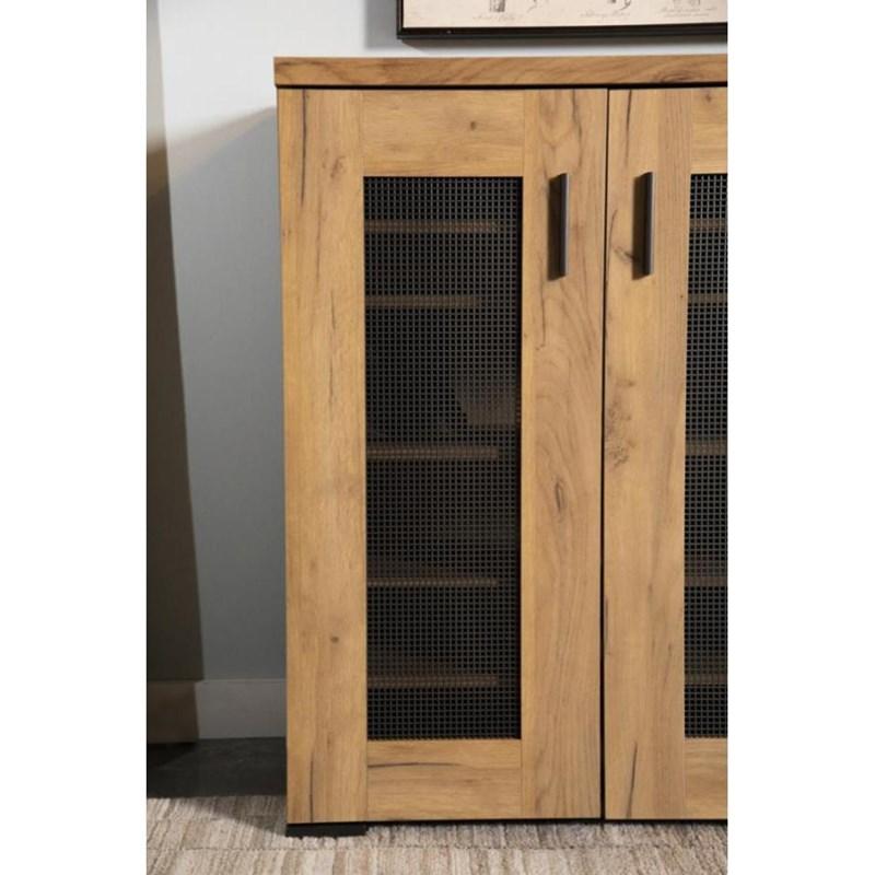 Large Picture of Coaster Furniture Bristol 951107 6-shelf Engineered Wood Shoe Cabinet - Golden Oak
