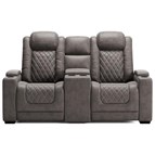 Signature Design by Ashley HyllMont 9300318 Power Reclining Loveseat with Console and Adjustable Headrest