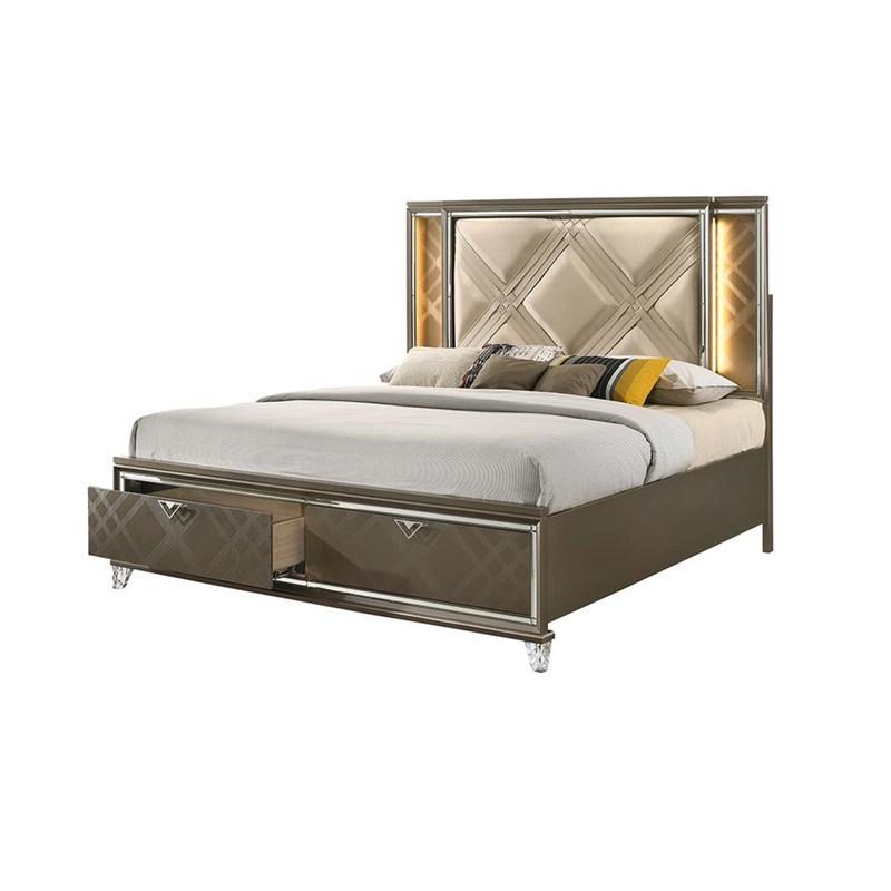 Large Picture of Acme Furniture Skylar 25320Q Queen Bed with LED & Storage