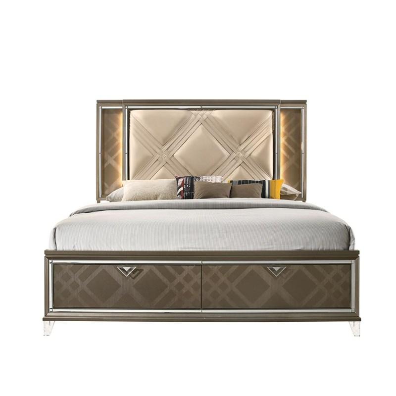 Large Picture of Acme Furniture Skylar 25320Q Queen Bed with LED & Storage