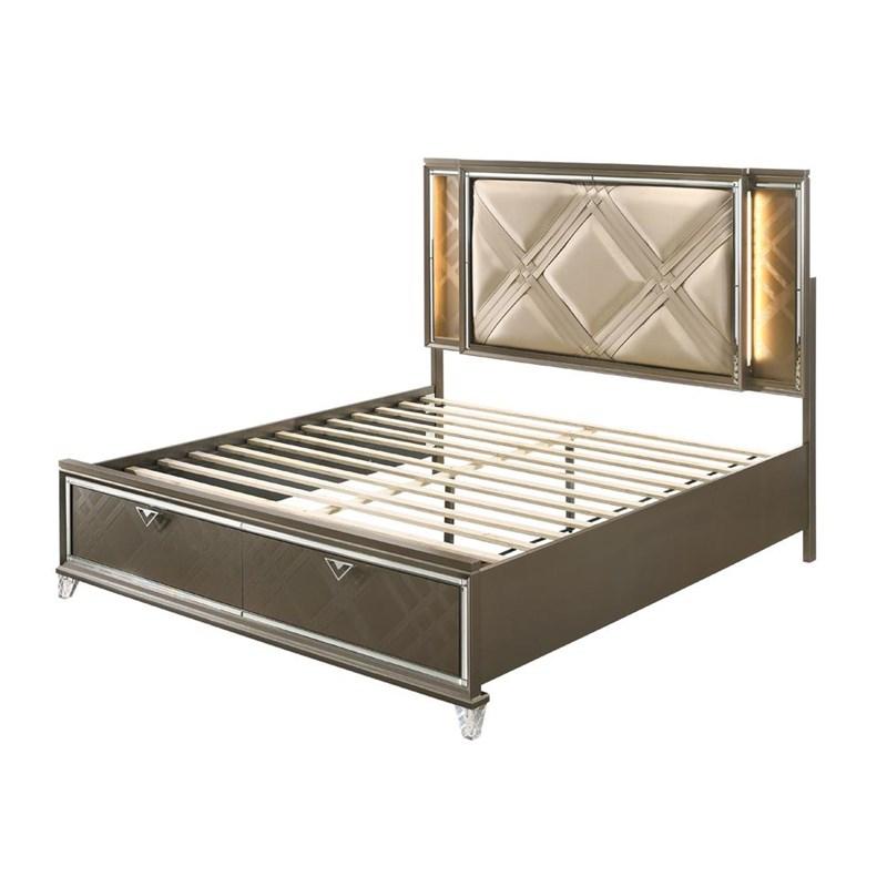 Large Picture of Acme Furniture Skylar 25320Q Queen Bed with LED & Storage