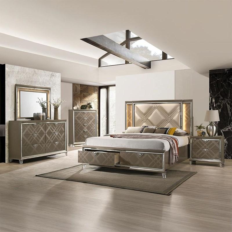Large Picture of Acme Furniture Skylar 25320Q Queen Bed with LED & Storage