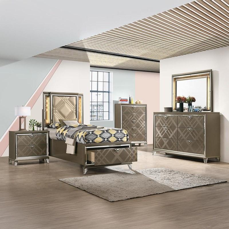 Large Picture of Acme Furniture Skylar 25335F Full Bed with LED & Storage