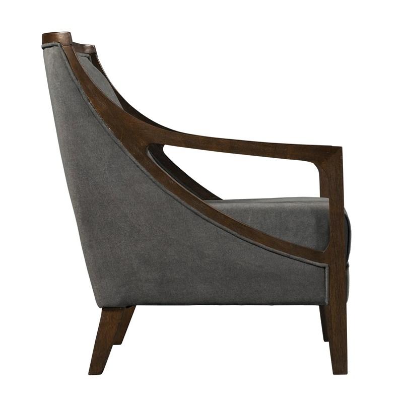 Large Picture of Elements International Hopkins UHK526101E Accent Chair - Charcoal/Espresso