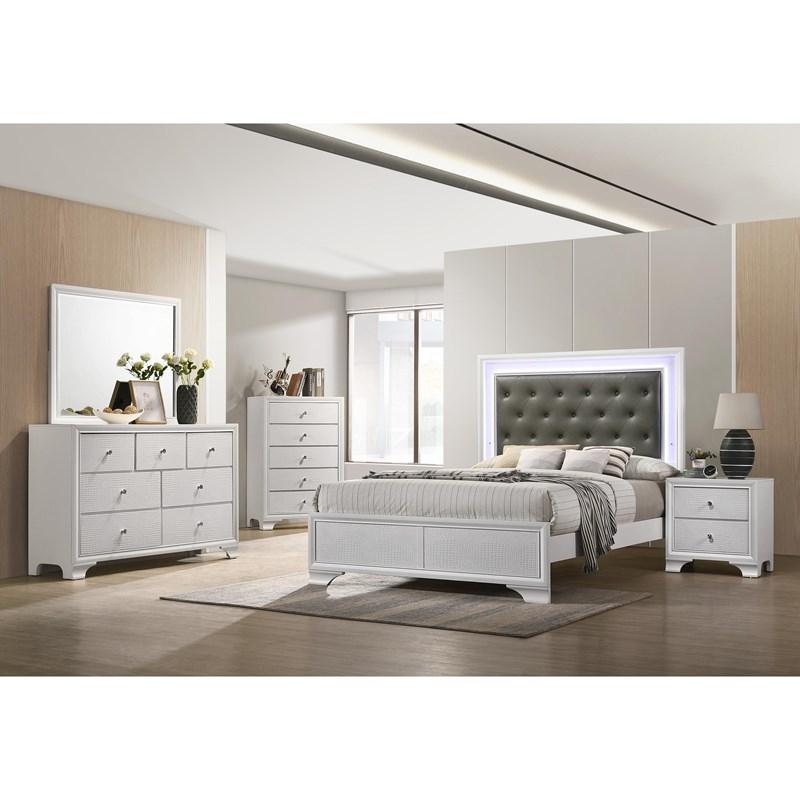 Large Picture of Crown Mark Lyssa B4310-T Twin Bed with LED - Frost