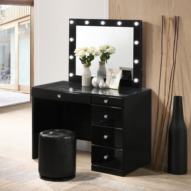Large Picture of Crown Mark Morgan B4851BK-93 Round Swivel Stool - Black