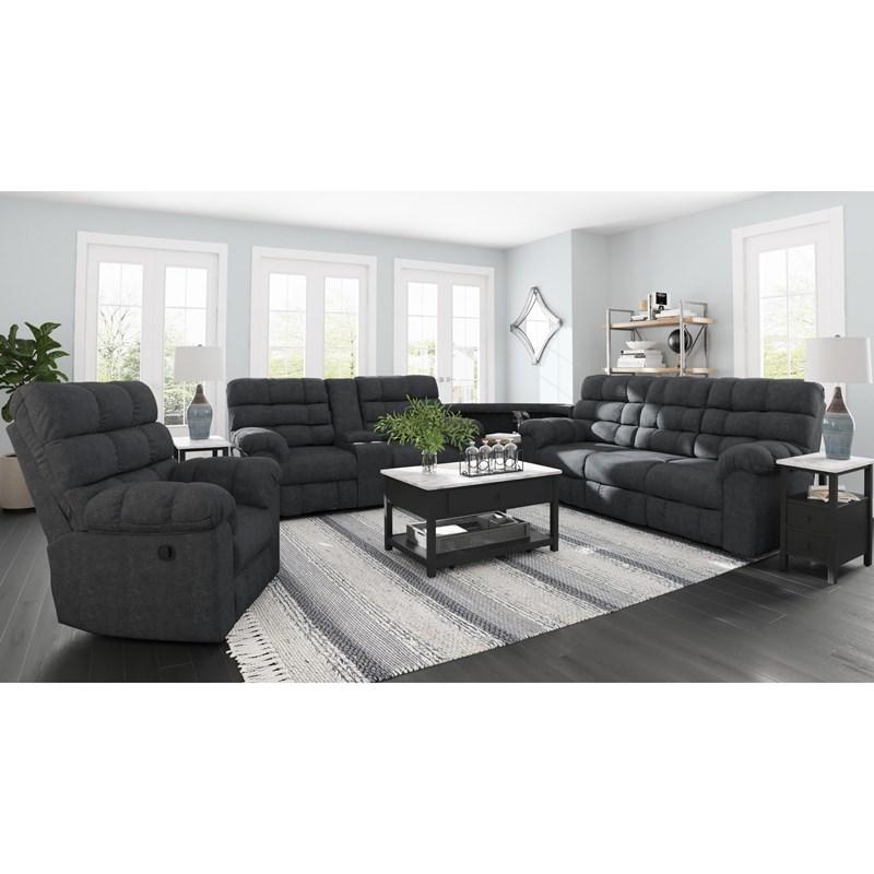 Large Picture of Signature Design by Ashley Wilhurst 5540394 Double Reclining Loveseat with Console