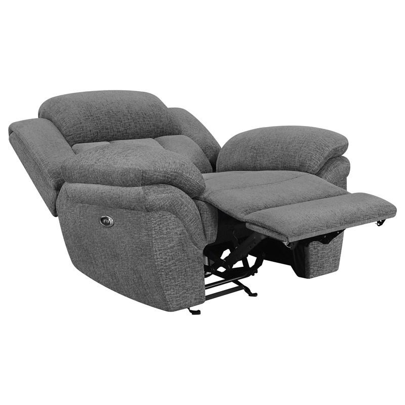 Large Picture of Coaster Furniture Bahrain 609543P Upholstered Power Glider Recliner - Charcoal