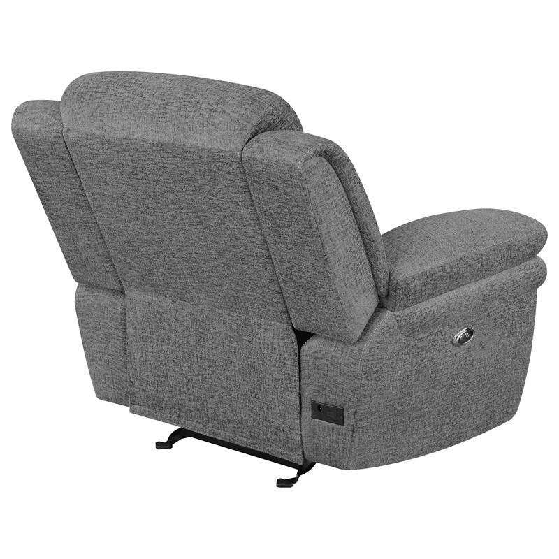 Large Picture of Coaster Furniture Bahrain 609543P Upholstered Power Glider Recliner - Charcoal
