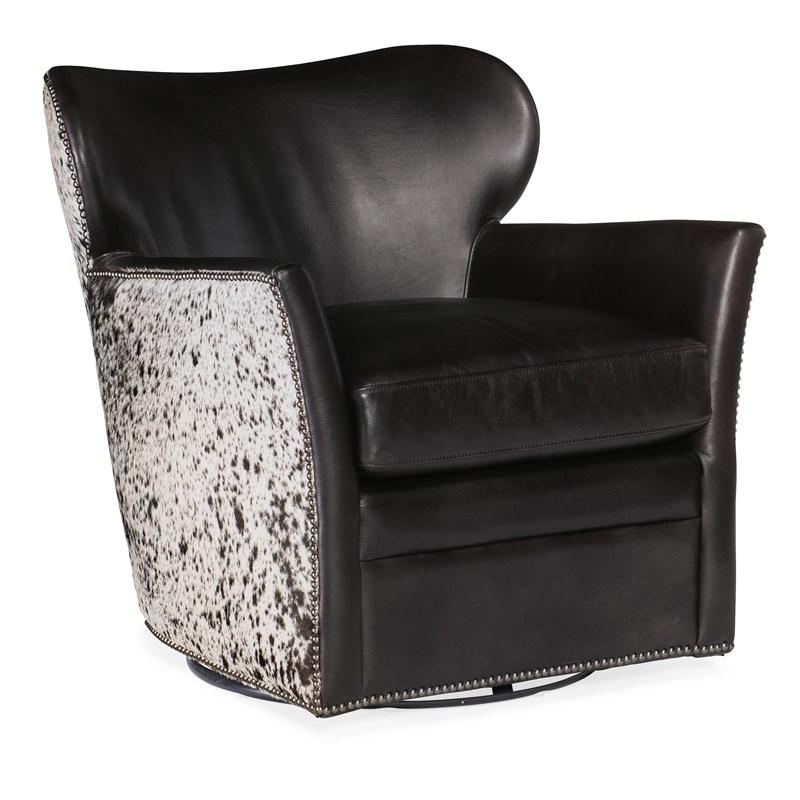 Hooker Furniture CC469-SW-097 Kato Leather Swivel Chair with Salt Pepper HOH