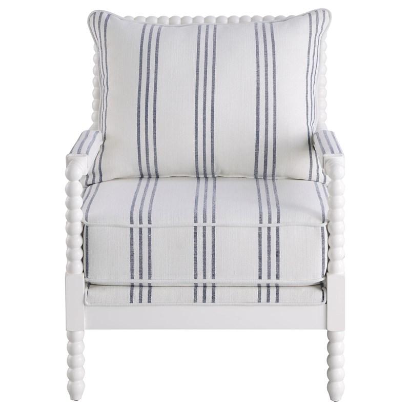 Large Picture of Coaster Furniture Blanchett 903835 Upholstered Bobbin Accent Chair - White and Navy