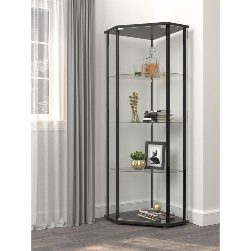 Large Picture of Coaster Furniture Zenobia 953234 4-shelf Curio Cabinet Display Case - Black