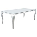 Coaster Furniture Carone 115081 Rectangular 81-inch Glass Top Dining Table - White
