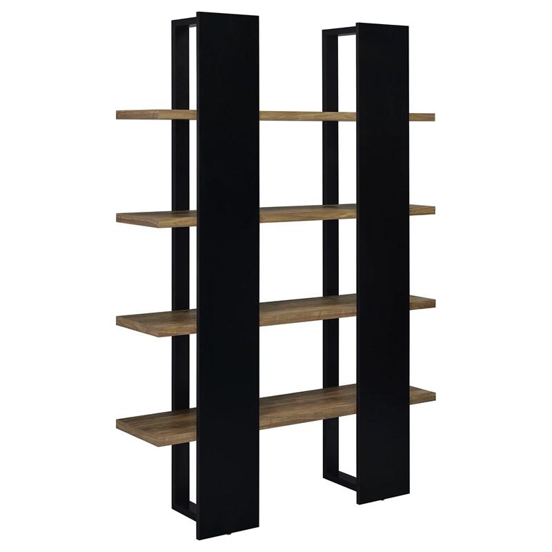 Large Picture of Coaster Furniture Danbrook 882036 71-inch 4-shelf Bookshelf - Black and Aged Walnut