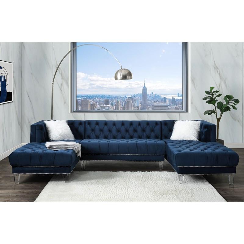 Acme Furniture Ezamia 57365 Sectional Sofa with 2 Pillows