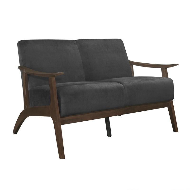 Large Picture of Homelegance Carlson 1032DG-2 Love Seat - Dark Grey