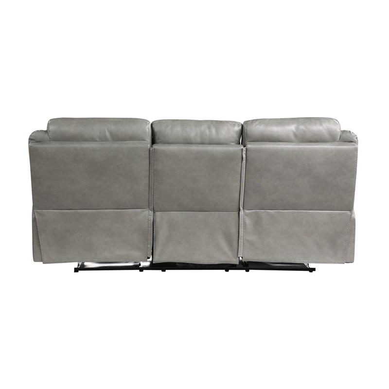 Large Picture of Homelegance Aram 8206GRY-3 Double Reclining Sofa with Center Drop-Down Cup Holders, Receptacles and USB Ports
