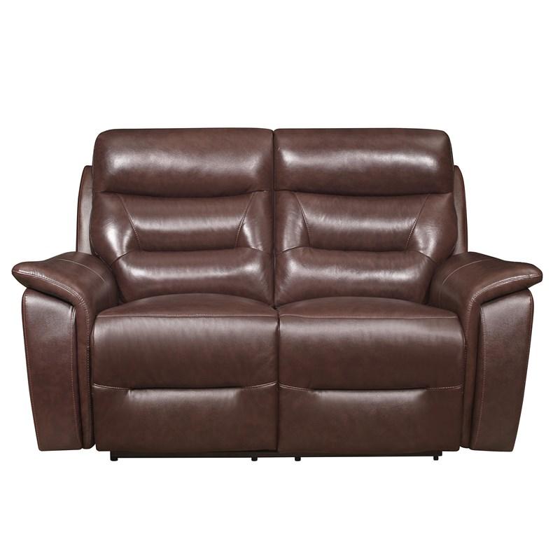 Homelegance Armando 9445BR-2PWH Power Double Reclining Love Seat with Power Headrests and USB Ports - Brown