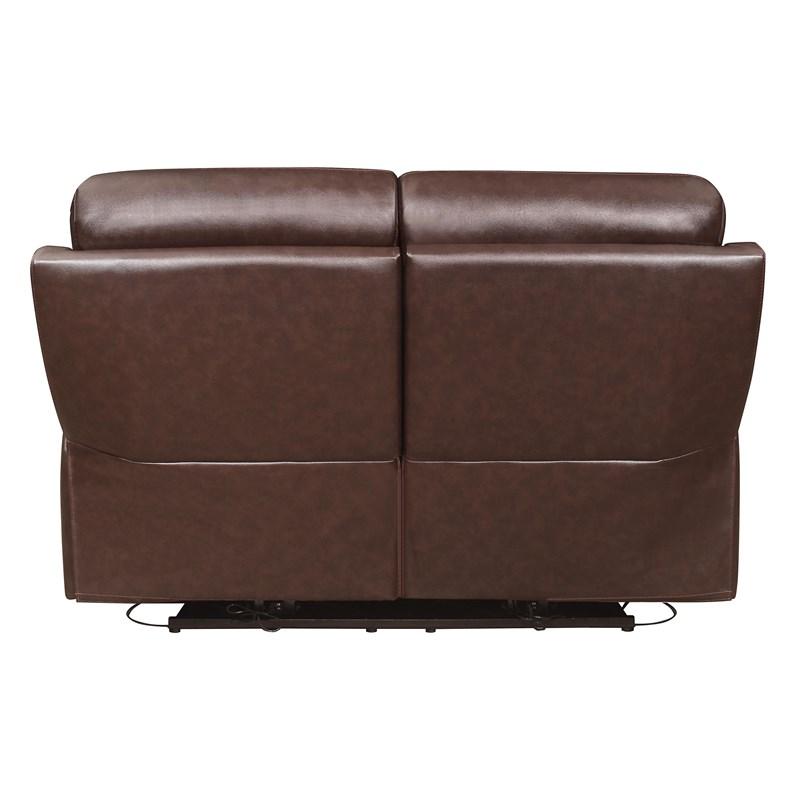 Large Picture of Homelegance Armando 9445BR-2PWH Power Double Reclining Love Seat with Power Headrests and USB Ports - Brown