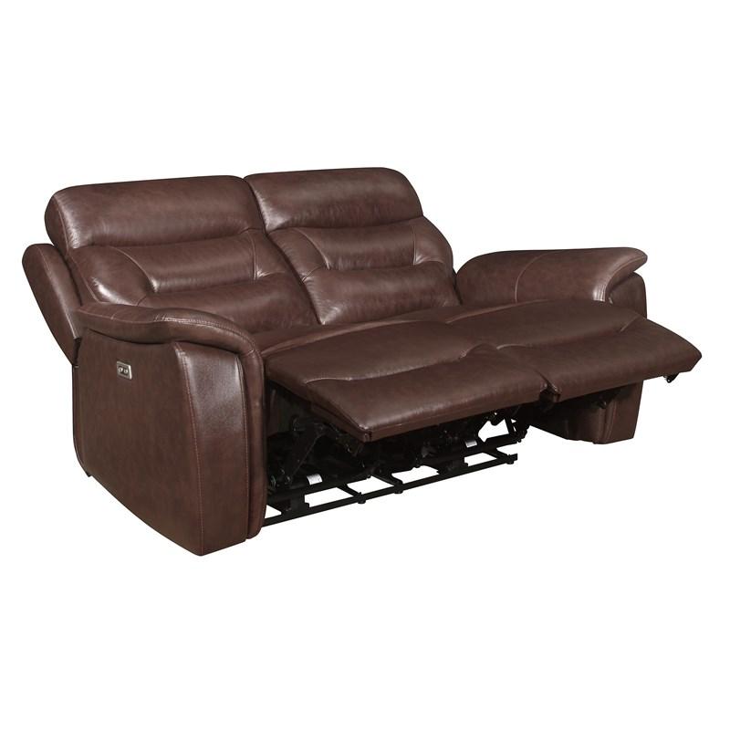 Large Picture of Homelegance Armando 9445BR-2PWH Power Double Reclining Love Seat with Power Headrests and USB Ports - Brown