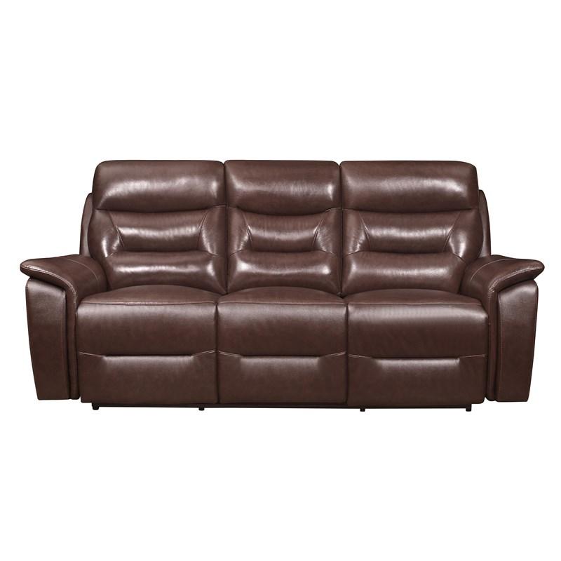 Homelegance Armando 9445BR-3PWH Power Double Reclining Sofa with Power Headrests and USB Ports - Brown