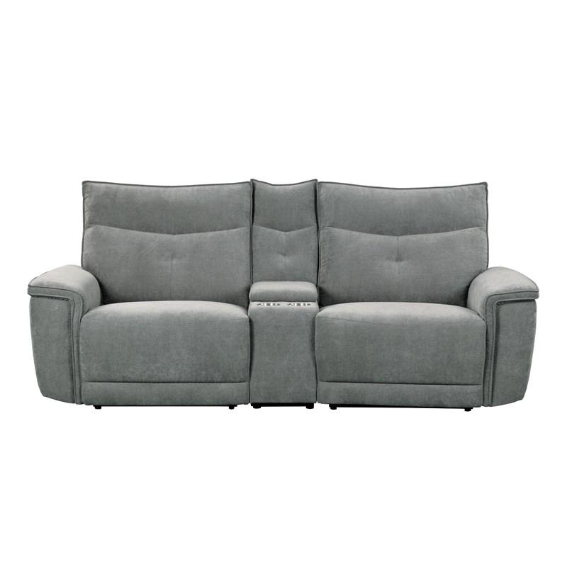 Homelegance Tesoro 9509DG-2CNPWH* Power Double Reclining Love Seat with Center Console and Power Headrests