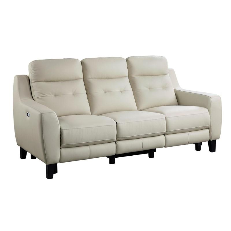 Large Picture of Homelegance Conrad 9337CR-3PW Power Double Reclining Sofa - Cream