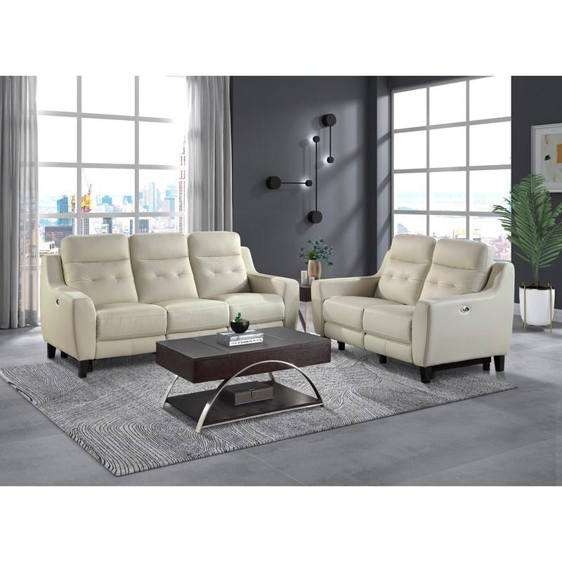 Large Picture of Homelegance Conrad 9337CR-3PW Power Double Reclining Sofa - Cream