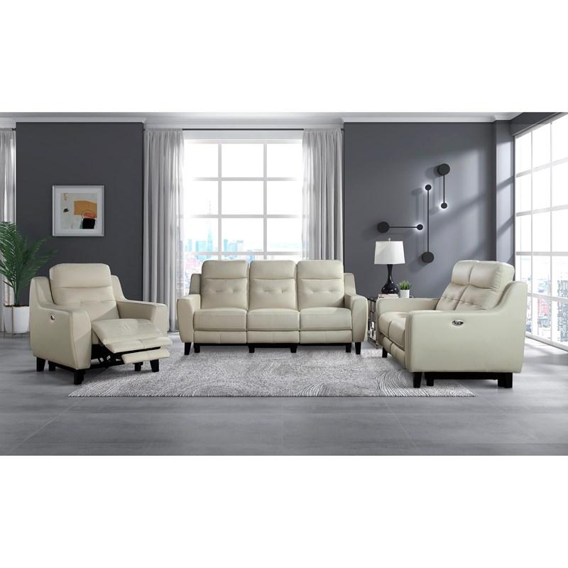 Large Picture of Homelegance Conrad 9337CR-3PW Power Double Reclining Sofa - Cream