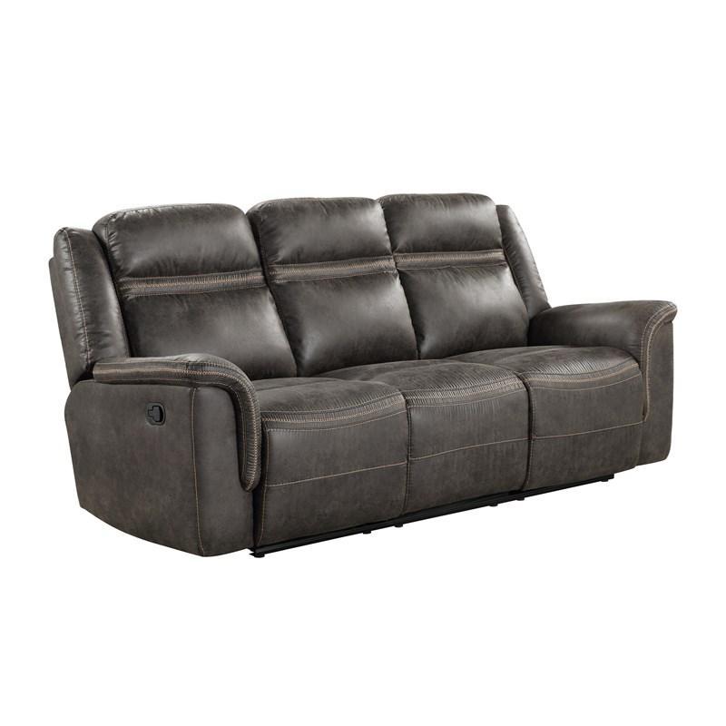Large Picture of Homelegance Boise 9426-3 Double Reclining Sofa with Center Drop-Down Cup Holders - Brown