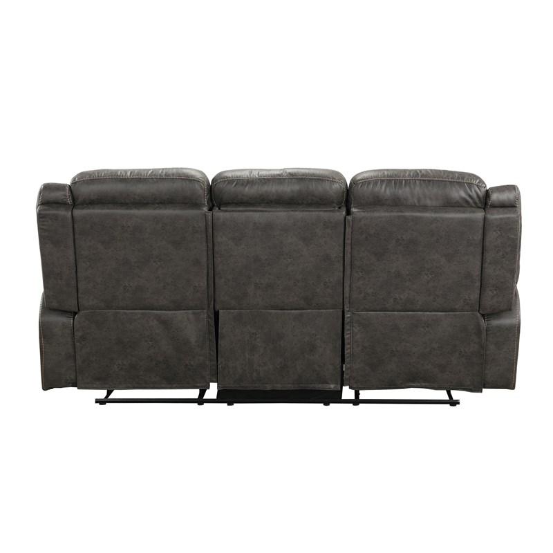 Large Picture of Homelegance Boise 9426-3 Double Reclining Sofa with Center Drop-Down Cup Holders - Brown