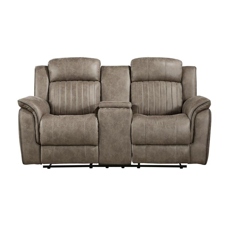 Homelegance Centeroak 9479SDB-2 Double Reclining Love Seat with Center Console