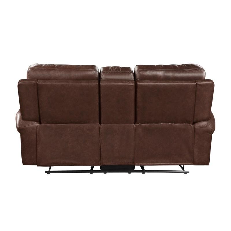 Large Picture of Homelegance Granville 9488BR-2 Double Reclining Love Seat with Center Console