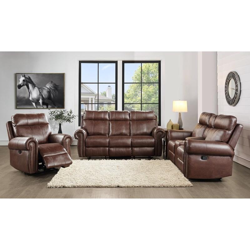 Large Picture of Homelegance Granville 9488BR-2 Double Reclining Love Seat with Center Console