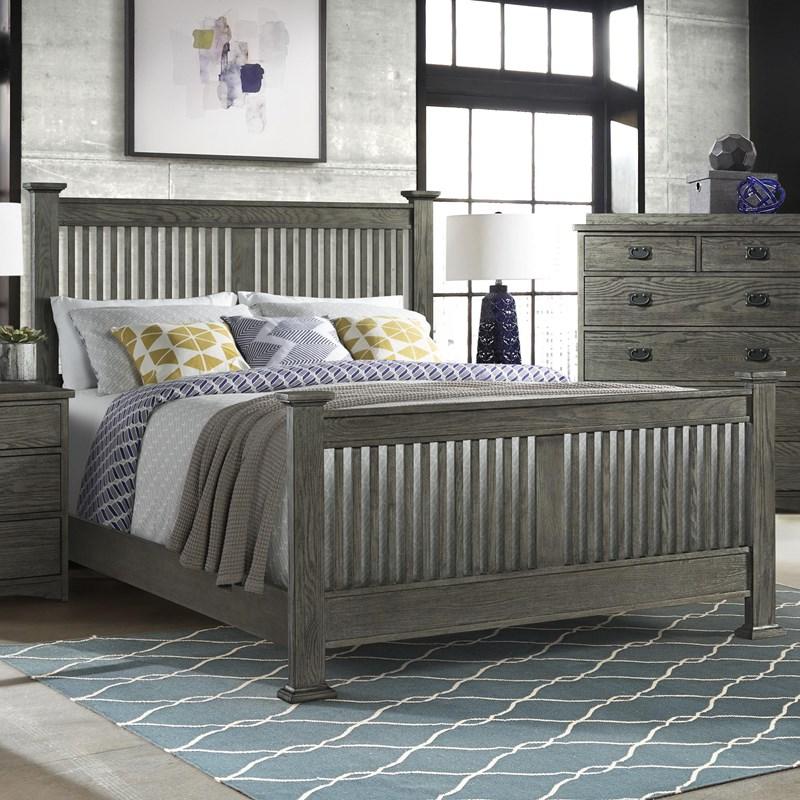 Large Picture of Intercon Furniture Oak Park OP-BR-5825CK-PEW-C California King Slat Bed - Pewter