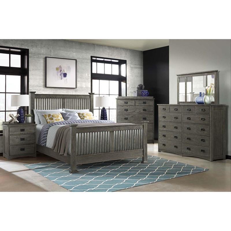 Large Picture of Intercon Furniture Oak Park OP-BR-5825CK-PEW-C California King Slat Bed - Pewter