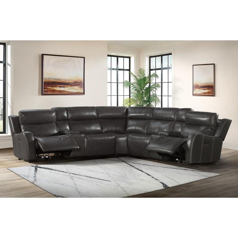 Large Picture of Intercon Furniture Wainwright 7 pc Dual Power Sectional - Charcoal Grey