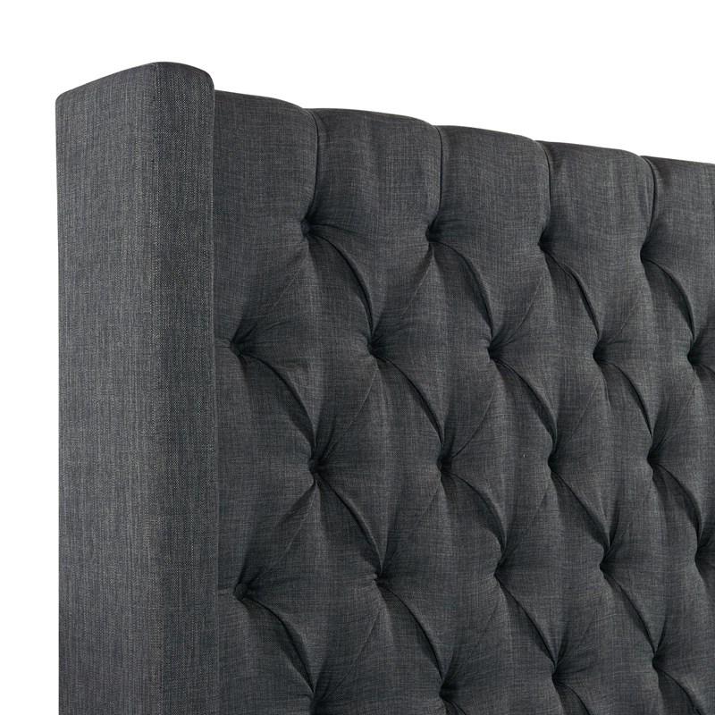Large Picture of Elements International Morrow UMW090QB Queen Upholstered Bed - Charcoal